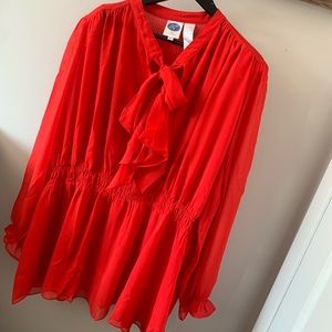 NWT / STUNNING / Red / Long Sleeve / Billowy / Blouse